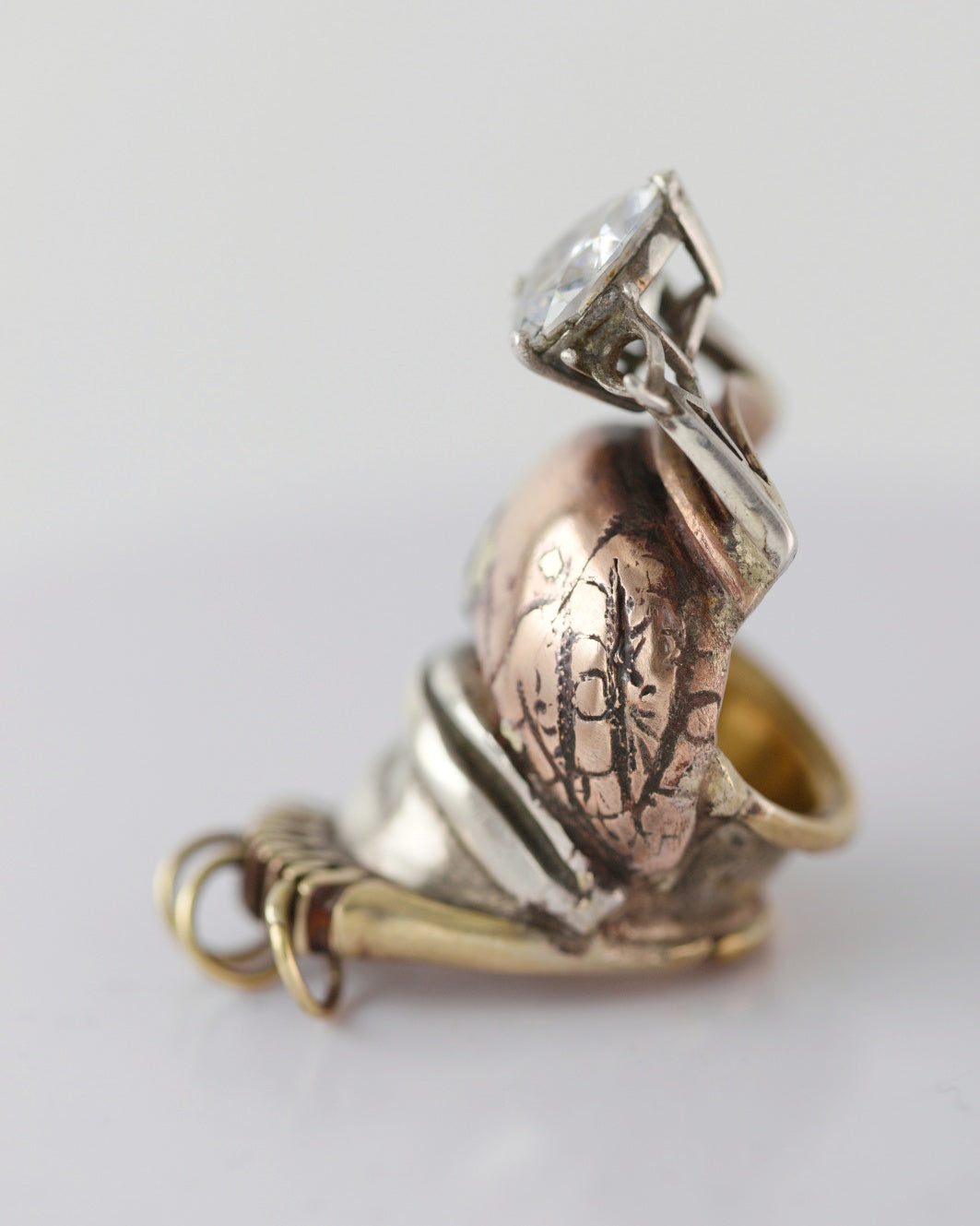 Heart ring. Bronze, brass, silver. / Pierscien serce. Braz, mosiadz, srebro.