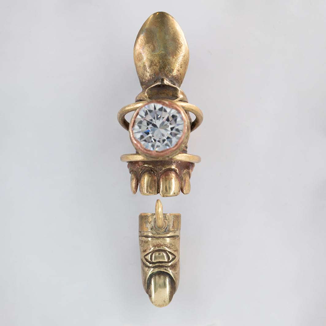 Ring Finger Eye with spike. Brass. / Pierscien palec z kolcem. Mosiadz.