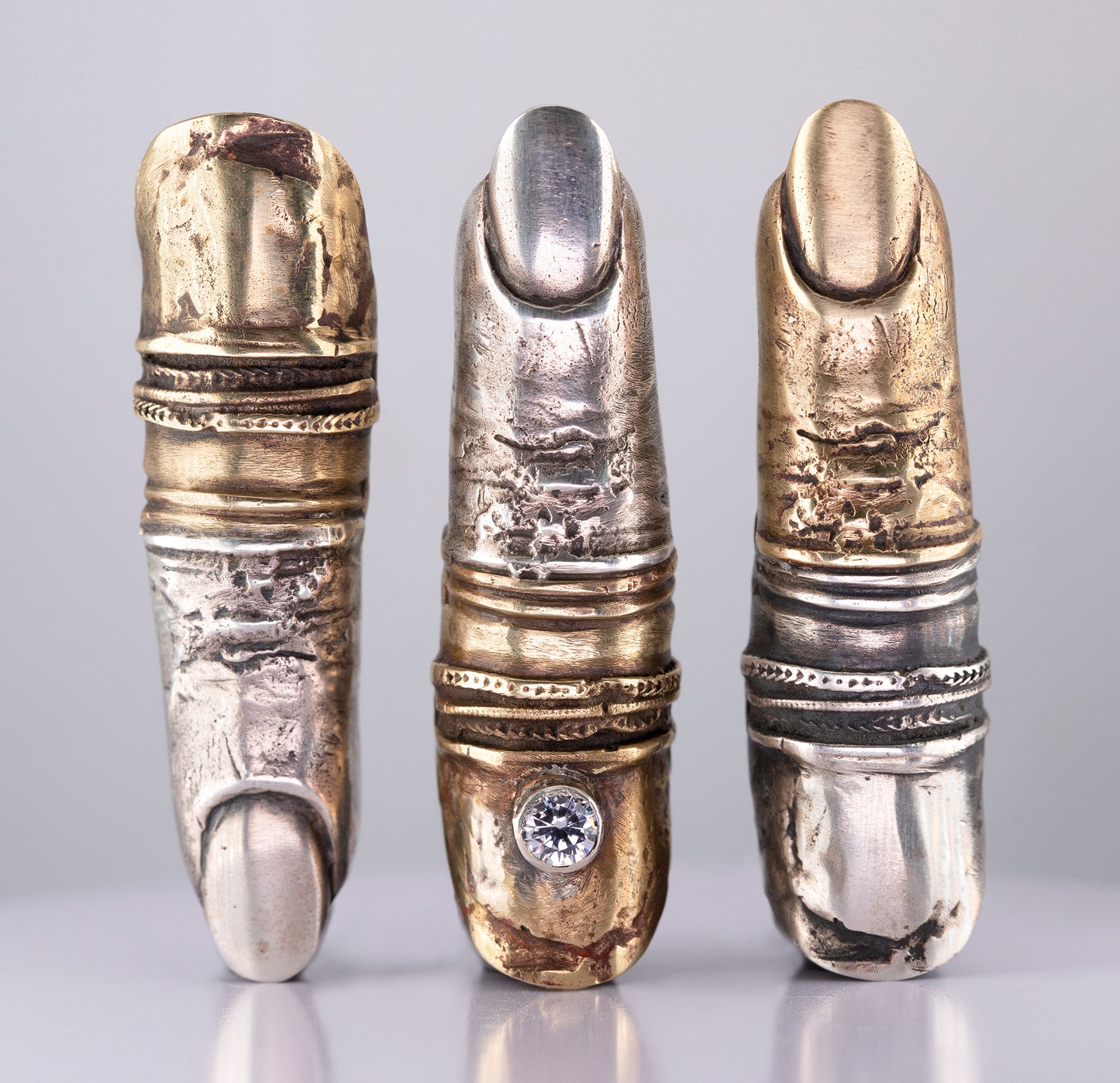 Finger 2 colors - silver and brass. / Pierścień palec. Srebro i mosiądz.