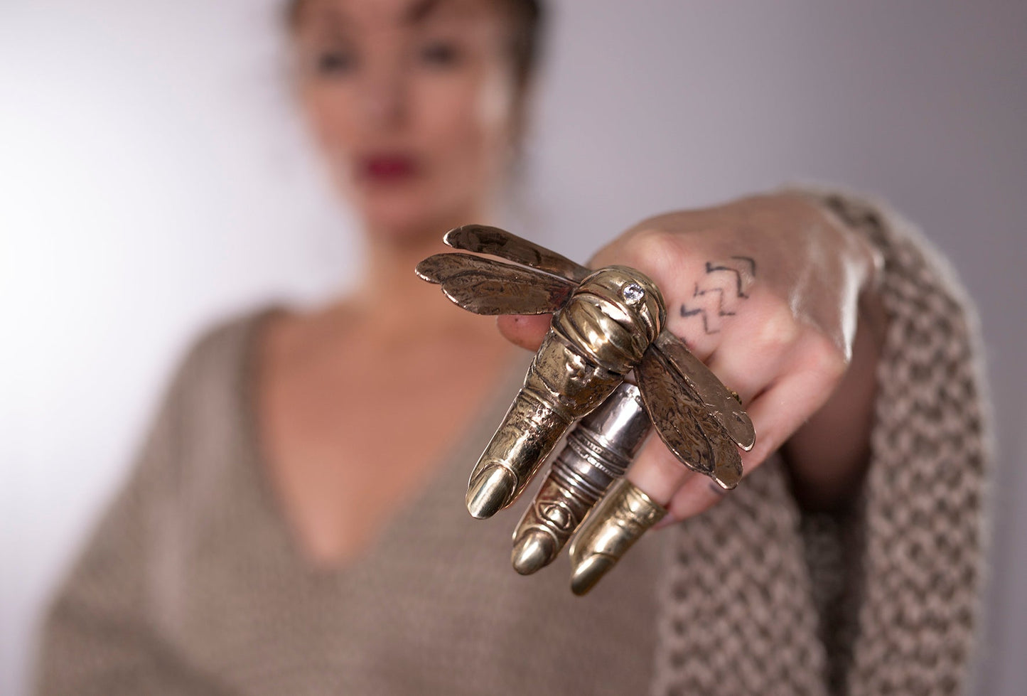Raw Finger eye- brass, silver. / Pierścień palec. Mosiądz, srebro.