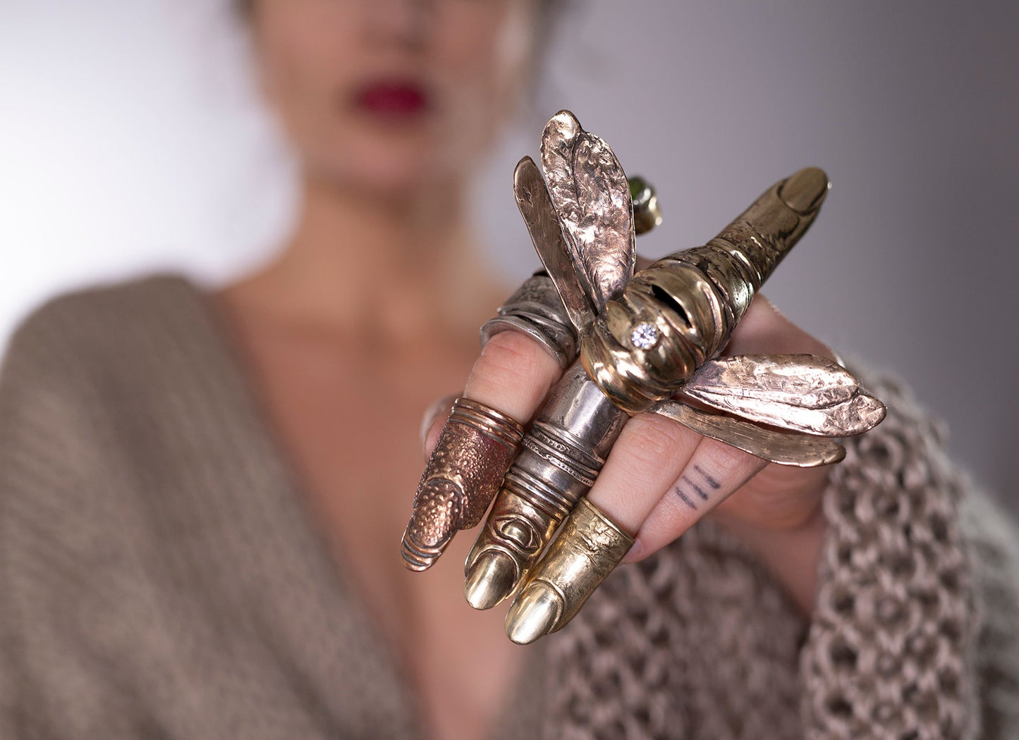 Raw Finger eye- brass, silver. / Pierścień palec. Mosiądz, srebro.