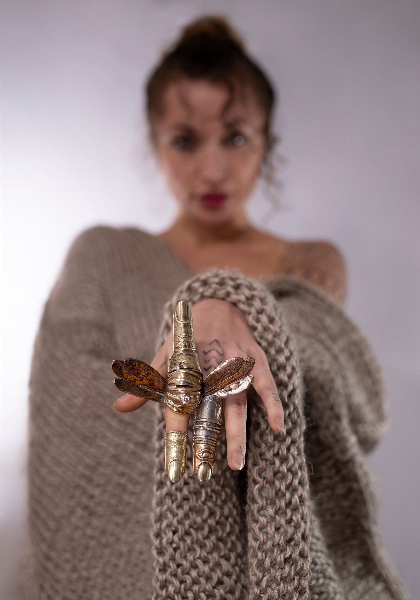 Raw Finger eye- brass, silver. / Pierścień palec. Mosiądz, srebro.