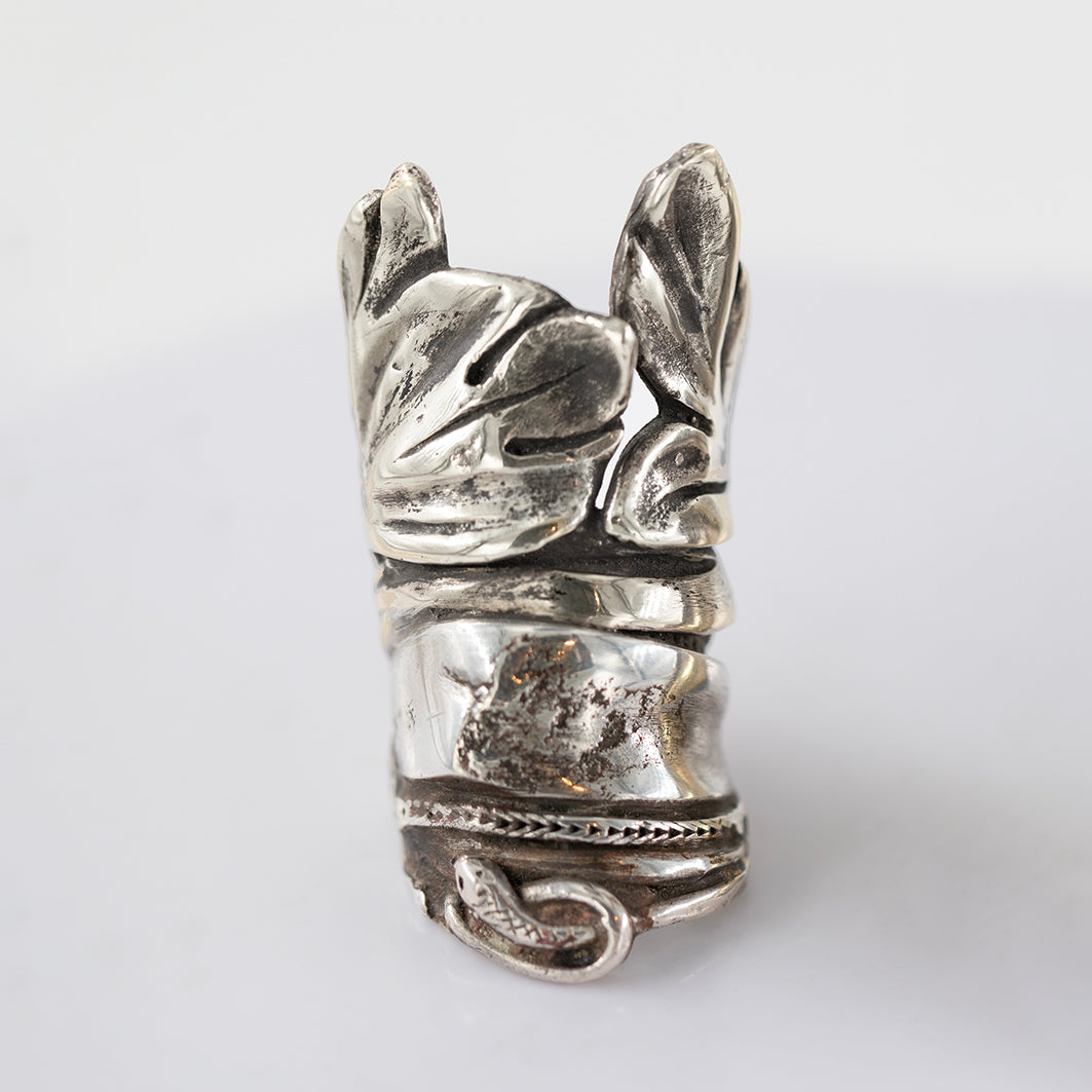 Big floral shape Ring. Silver. / Duzy pierscien z motywem roslinnym. Srebro.