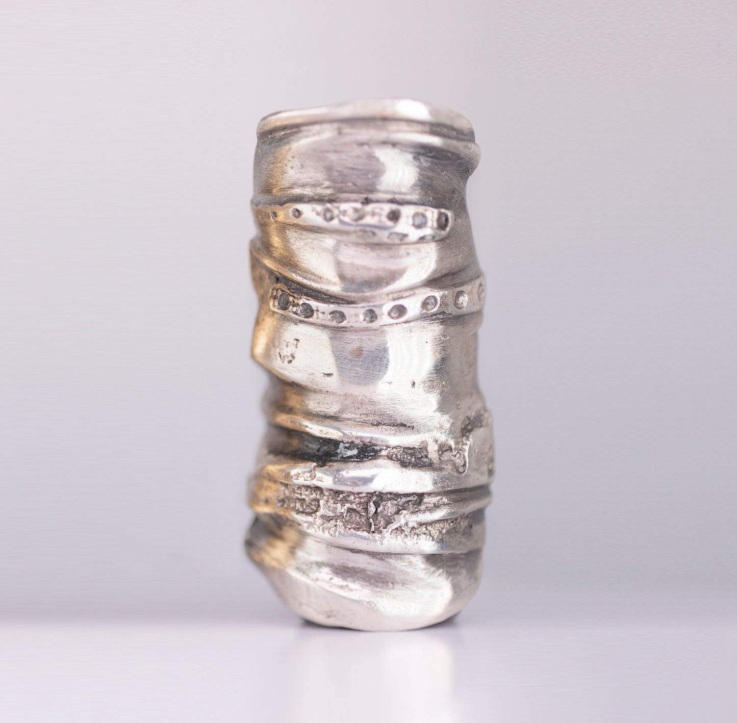 Big Layers Organic Raw Ring. Silver and brass. / Duzy pierscien. Srebro i mosiadz.