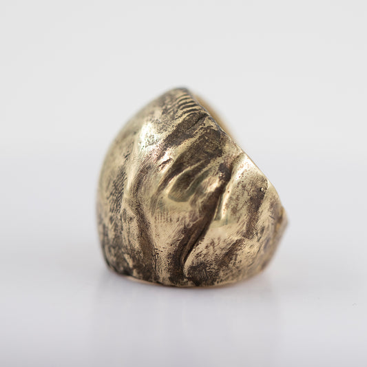 Ball texture ring. Brass and silver./ Pierscien kula. Mosiadz.