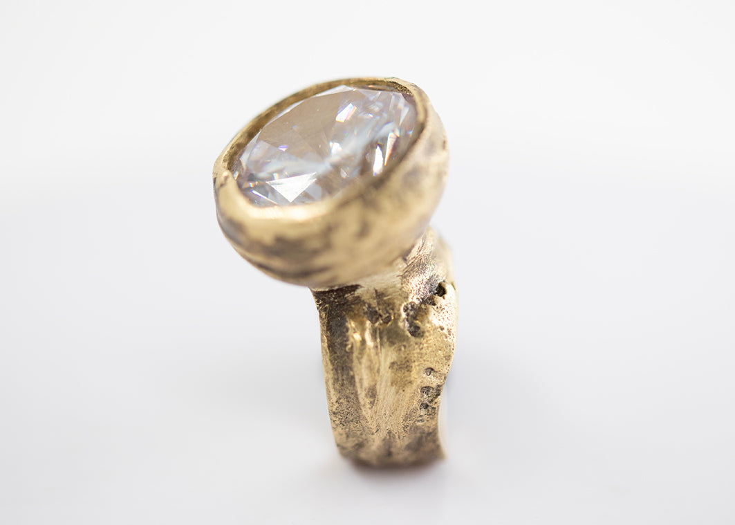 Ring with big zirconia. Silver and brass. / Duzy pierscien z cyrkonia. Srebro i mosiadz.