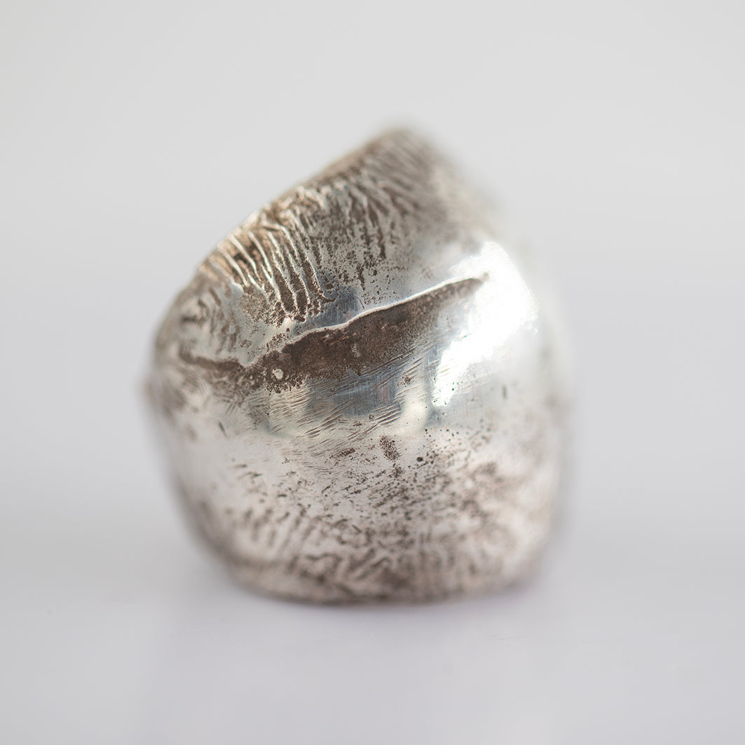 Ball texture ring. Brass and silver./ Pierscien kula. Mosiadz.