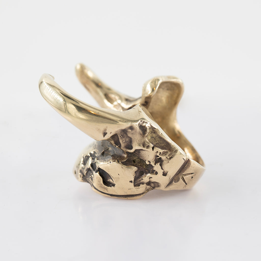 Organic shape ring. Brass and silver. / Pierscien organiczny ksztalt. brass and silver.