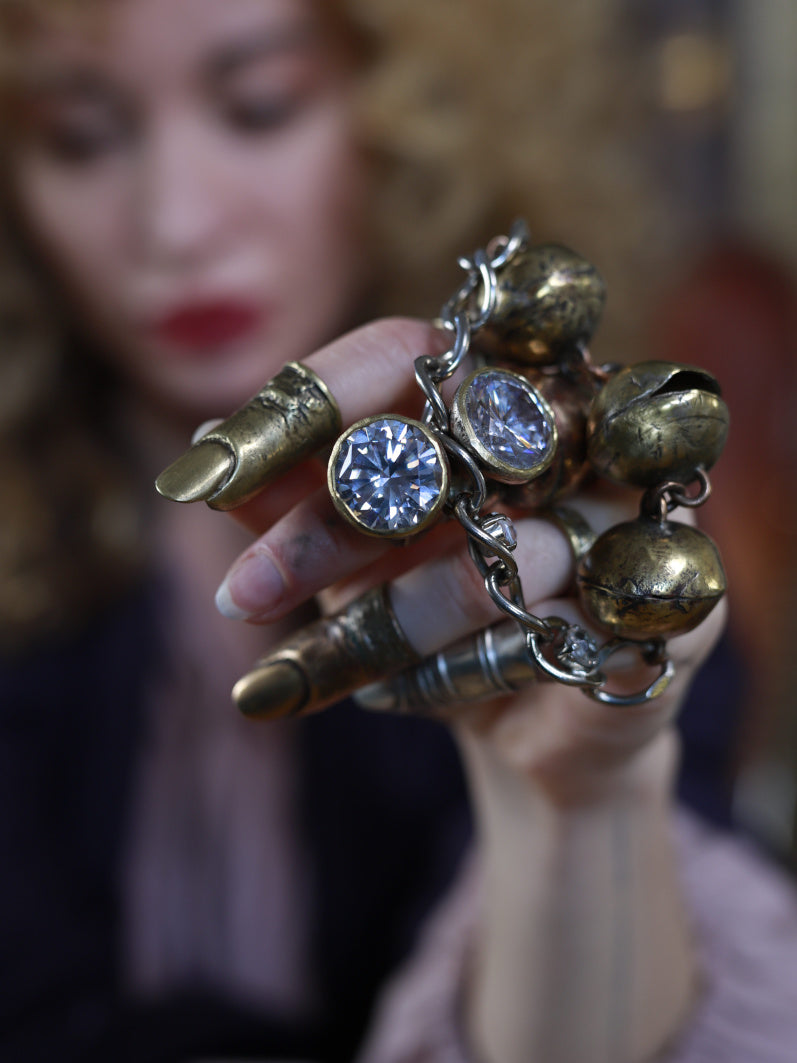 3 ball chain ring. Brass./ 3 kule i lancuch, pierscien. Mosiadz.