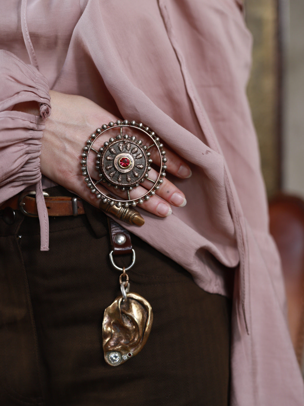 The wheel of time ring. Bronze, brass, copper, silver, zirconia. / Pierscien kolo czasu. Braz, mosiadz, miedz, srebro, zirconia.