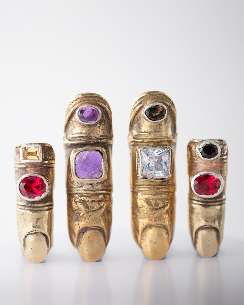 Finger Chr with citrine, zirconia. Brass. / Pierscien palec Chr. Cytryn, cyrkonia. Mosiadz.