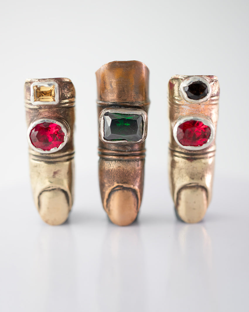 Finger Chr with citrine, zirconia. Brass. / Pierscien palec Chr. Cytryn, cyrkonia. Mosiadz.