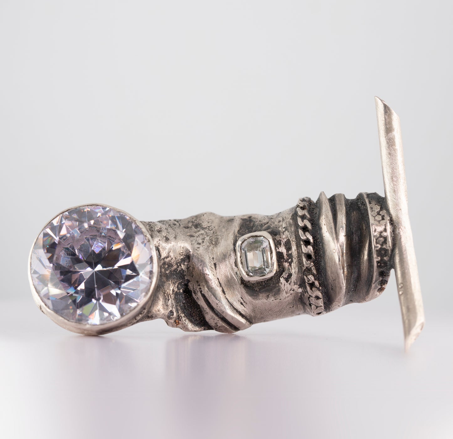 Big ring with 2 stone. Silver and brass. / Wielki pierscien. Srebro i mosiadz.