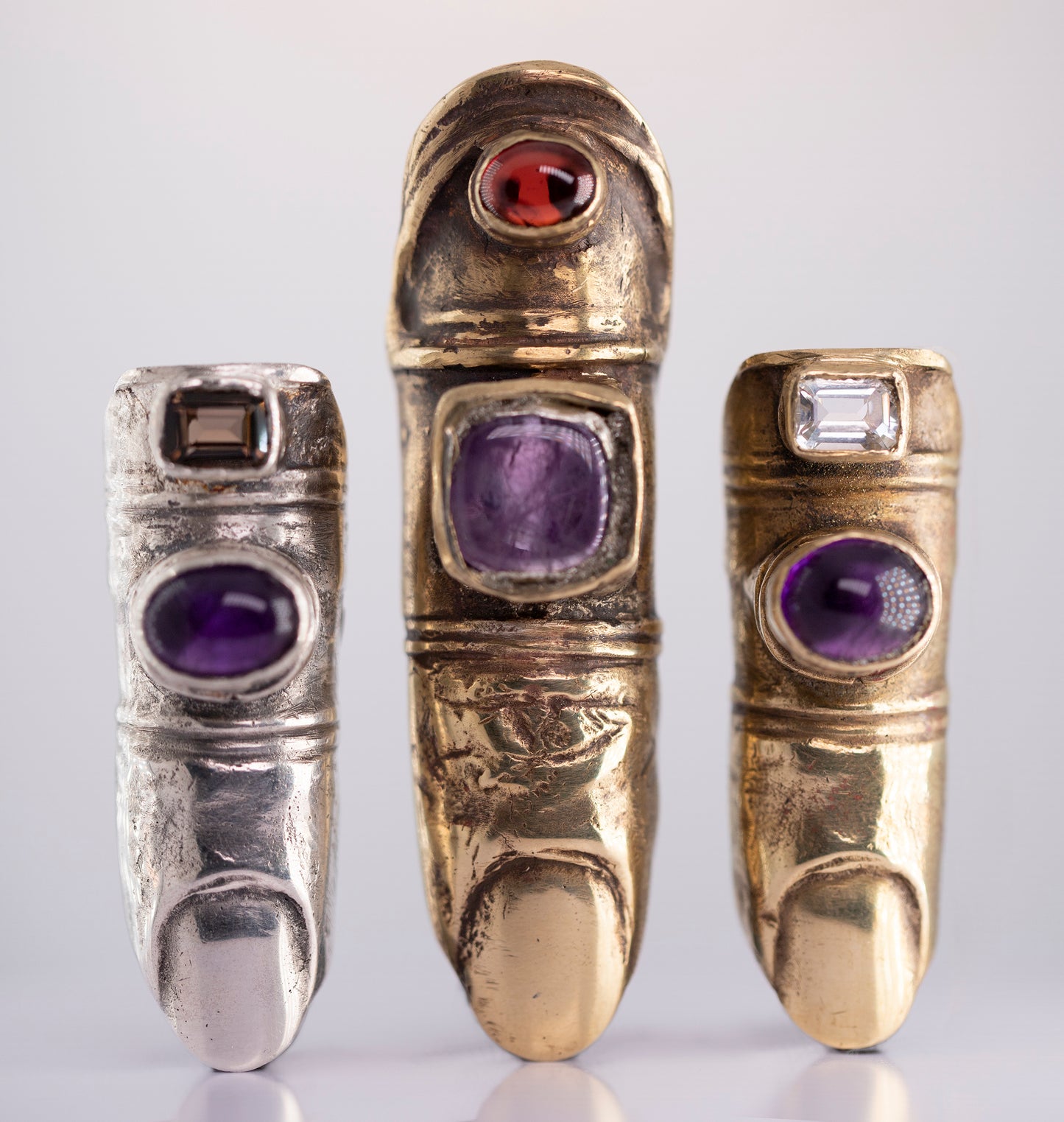 Big Finger Chr with 2 stones. Silver and brass. / Pierscien palec. Srebro i mosiadz.