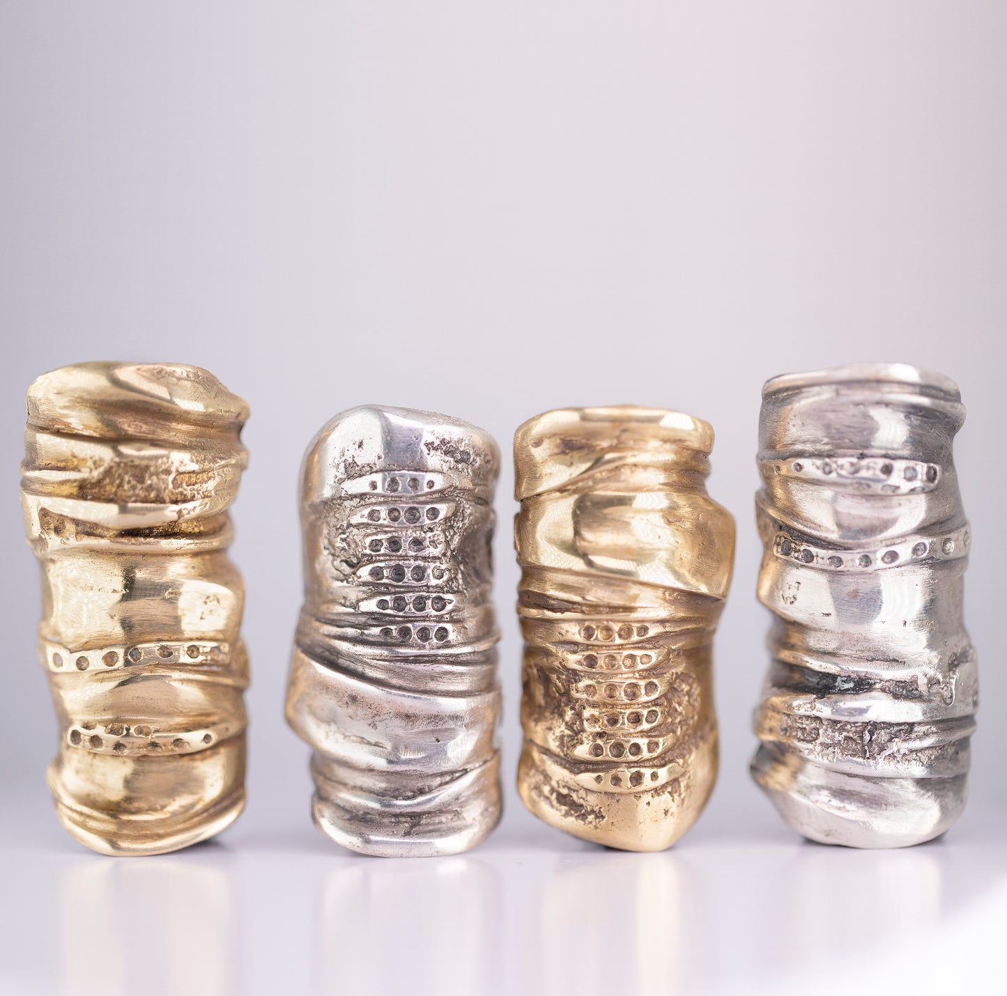 Layers Organic Raw Ring. Brass and silver. / Duzy pierscien. Mosiadz i srebro.