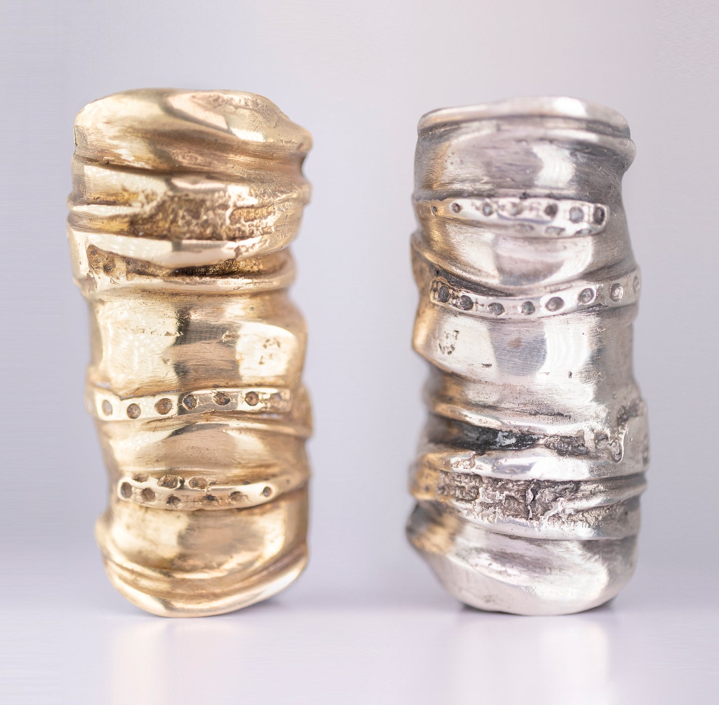 Big Layers Organic Raw Ring. Silver and brass. / Duzy pierscien. Srebro i mosiadz.