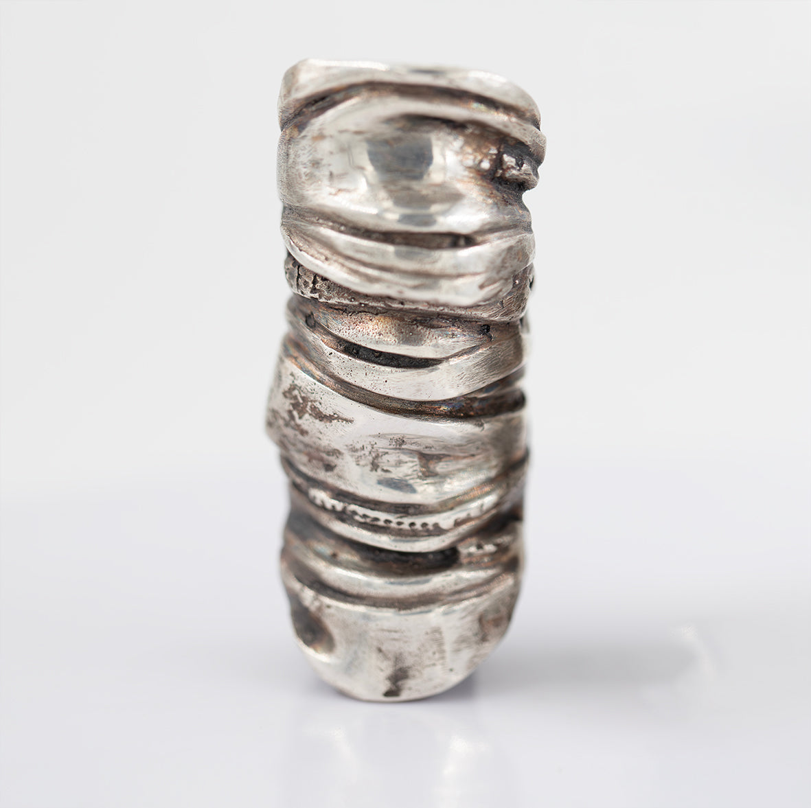 Big Layers Organic II Raw Ring. Silver and brass. / Duzy pierscien II. Srebro i mosiadz.